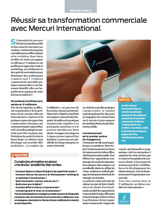 Réussir sa transformation commerciale avec Mercuri International